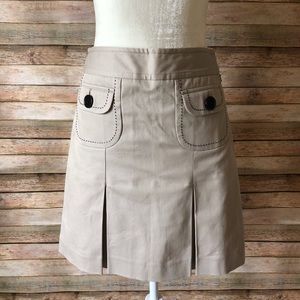 LOFT pleat khaki skirt with faux front pockets